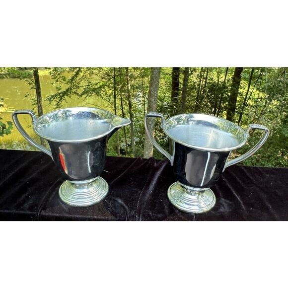 Vintage Farber Bros. Farberware Chrome Sugar and Creamer Set N.Y. USA -C7 - Picture 1 of 10